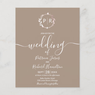 Monogram Grullo Budget Wedding Uitnodiging