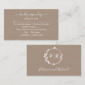 Monogram Grullo Wedding RSVP Enclosure Kaart (Voorkant / Achterkant)