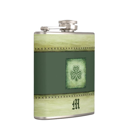 monogram grundge Irish shamrock Heupfles (Rechts)