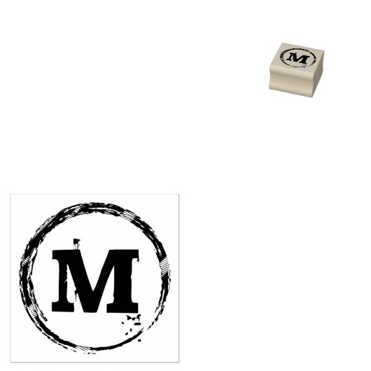 Monogram grunge cirkel rubberstempel (Gestempeld)