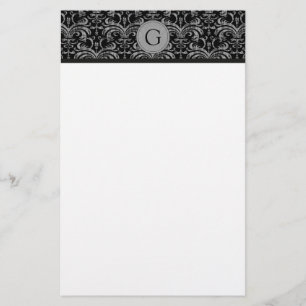 Monogram Grunge Damask Stationery Briefpapier