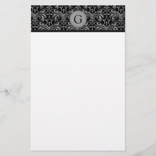 Monogram Grunge Damask Stationery Briefpapier (Voorkant)