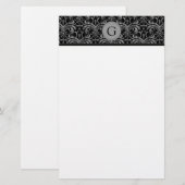 Monogram Grunge Damask Stationery Briefpapier (Voorkant / Achterkant)