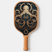 Monogram Grunge Goud Zwart Gepersonaliseerde Octop Pickleball Paddle (Achterkant)