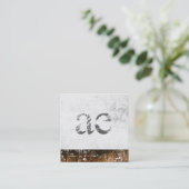 Monogram Grunge Texture Wood Rustic Trim Vierkante Visitekaartje (Staand voorkant)