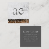 Monogram Grunge Texture Wood Rustic Trim Vierkante Visitekaartje (Voorkant / Achterkant)