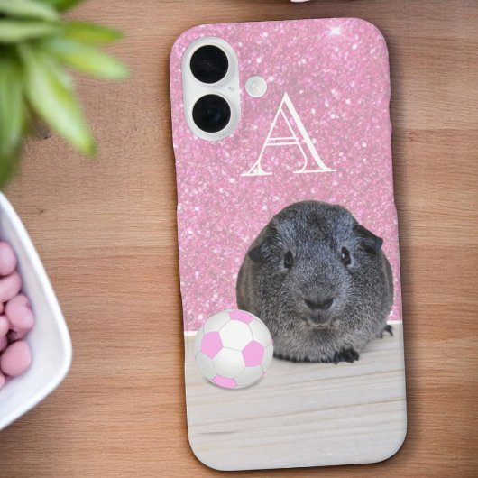 Monogram Guinee Pig Roze Voetbal Roos Gold Case-Mate iPhone Case