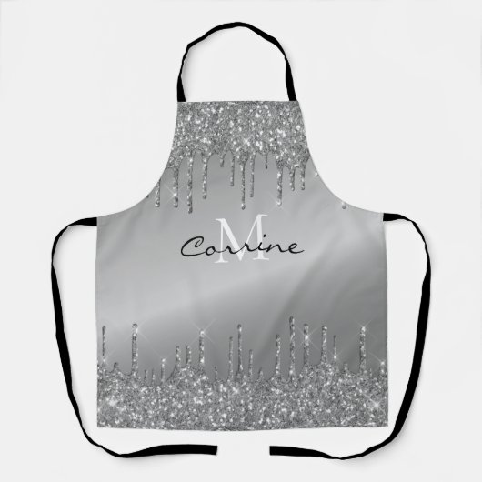 Monogram Gunmetal Driving Glitter Metallic Name Schort (Voorkant)