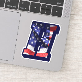 Monogram H Amerikaanse vlag H Initiaal Verenigde S Sticker