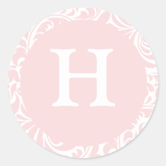Monogram H Blush  kleurenafdichtingen Ronde Sticker (Voorkant)