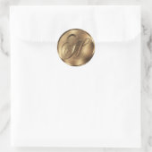 Monogram H Bronze Wedding Invitation Holiday Ronde Sticker (Tas)