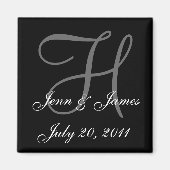 Monogram H Bruiloft Bruid Groom Datum Magneet (Voorkant)