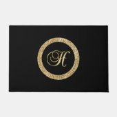 Monogram H, elegant gouden schrift Deurmat (Voorkant)