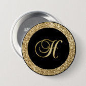 Monogram H, elegant gouden schrift Ronde Button 7,6 Cm (Voorkant /achterkant)