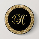 Monogram H, elegant gouden schrift Ronde Button 7,6 Cm (Voorkant)