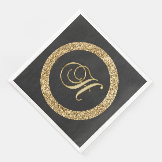 Monogram H, elegant gouden schrift Servet (Hoek)