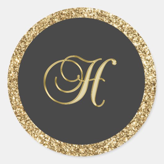 Monogram H, elegante gouden elegantie Ronde Sticker (Voorkant)