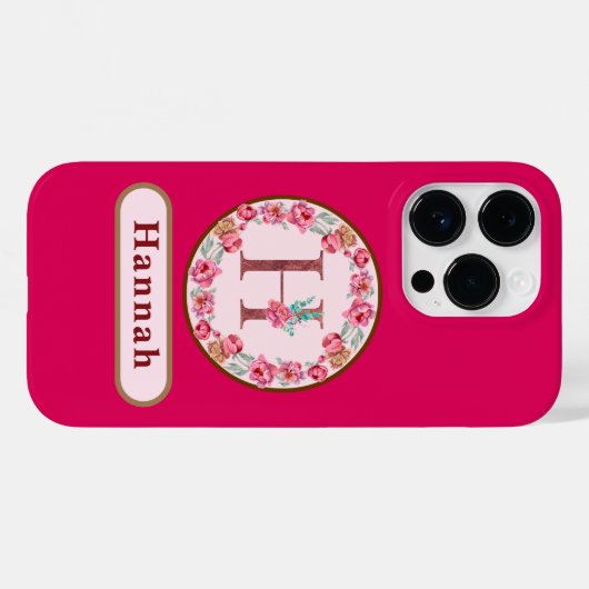  Monogram H Floral Case-Mate iPhone Case (Achterkant (horizontaal))