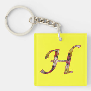 Monogram H Floral Design Sleutelhanger