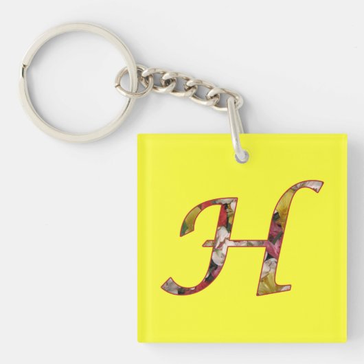Monogram H Floral Design Sleutelhanger (voorkant)