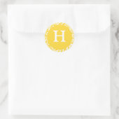 Monogram H Gele Aangepaste WeduwMonogrammen Uitnod Ronde Sticker (Tas)
