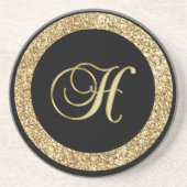 Monogram H goud Zandsteen Onderzetter (Voorkant)