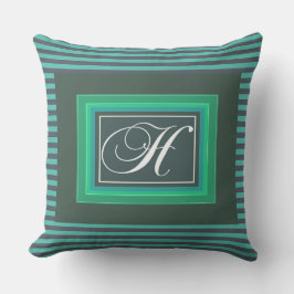 Monogram H Groen Wit Script Buitenkussen