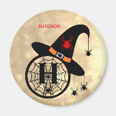 Monogram H Halloween Sky Witch Spiders Name Magnet (Voorkant)