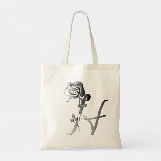 Monogram H Handgeschreven met Roos Tote Bag (Achterkant)