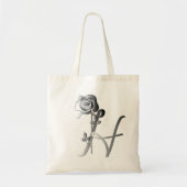 Monogram H Handgeschreven met Roos Tote Bag (Voorkant)
