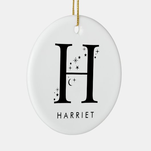 Monogram H Hemelse Naam Keramisch Ornament (Rechts)