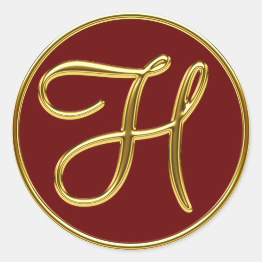 Monogram H in 3D goud Ronde Sticker (Voorkant)
