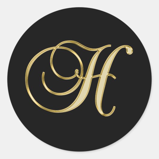 Monogram H in  goud Ronde Sticker (Voorkant)