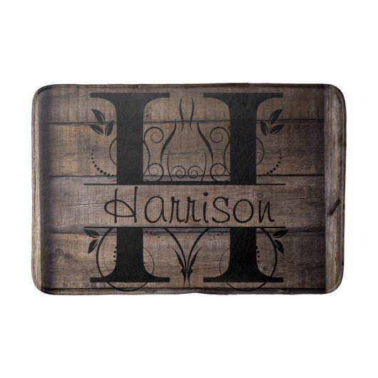 Monogram H Initiaal Bath, Kitchen Mat Cabin Rustic (Voorkant)