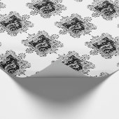 Monogram H Initiaal Black en White Floral Pattern Cadeaupapier (Hoek)