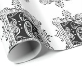 Monogram H Initiaal Black en White Floral Pattern Cadeaupapier (Rol Hoek)
