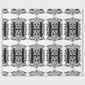 Monogram H Initiaal Black en White Floral Pattern Cadeaupapier (Vlak)