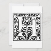 Monogram H Initiaal Zwarte en Witte Floral Feestdagenkaart (Voorkant)