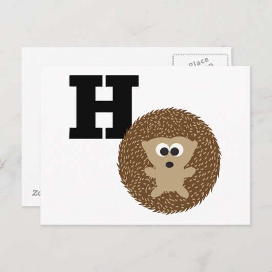 Monogram H is voor egel Briefkaart (Voorkant / Achterkant)