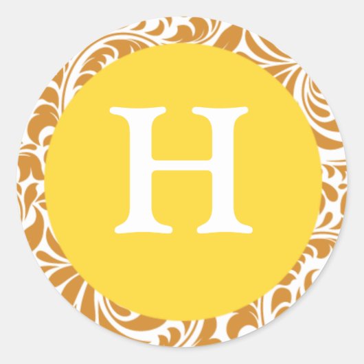 Monogram H Latte Color Yellow Weddenschap Ronde Sticker (Voorkant)