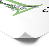 Monogram H Lavendel Eucalyptus kinderkamer  Poster (Hoek)