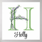 Monogram H Lavendel Eucalyptus kinderkamer  Poster (Voorkant)