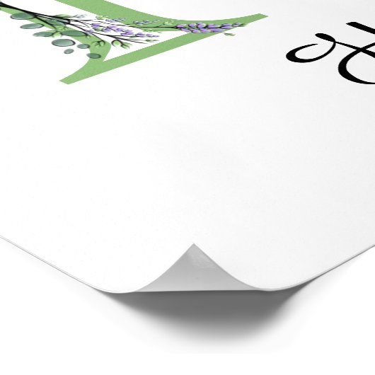 Monogram H Lavender Eucalyptus nursery Poster (Hoek)