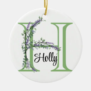 Monogram H Lavender Eucalyptus nursery Poster Keramisch Ornament