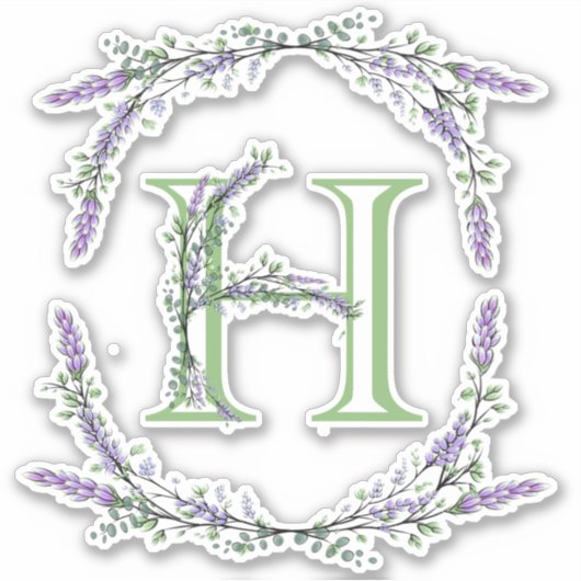Monogram H Lavender Eucalyptus Sticker (Voorkant)