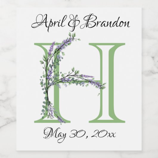 Monogram H Lavender Eucalyptus Wijn Etiket (Enkel label)