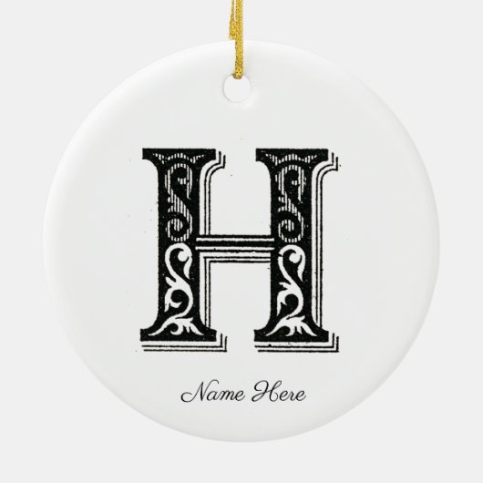 Monogram H, letter H, alfabet H, Initiaal H Keramisch Ornament (Achterkant)