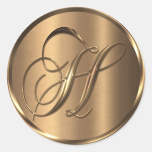 Monogram H NONMETALLIC Bronze Envelope Seal Ronde Sticker