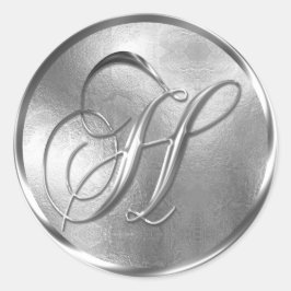 Monogram H NONMETALLIC Silver Envelope Seal Ronde Sticker