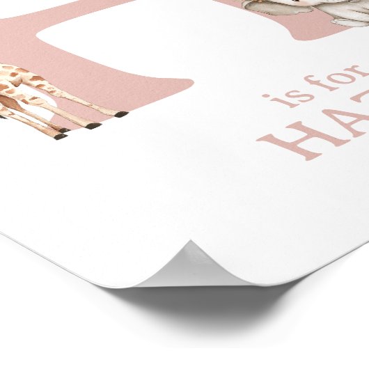 Monogram H Schattigee Safari Dieren Kwekerij Muur Poster (Hoek)